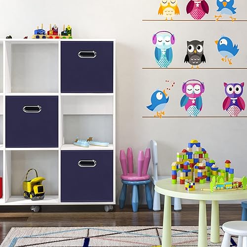 Vista 100 de Cubos de almacenamiento plegables negros, caja de almacenamiento de tela, cestas organizadoras con asas dobles para organizador del hogar