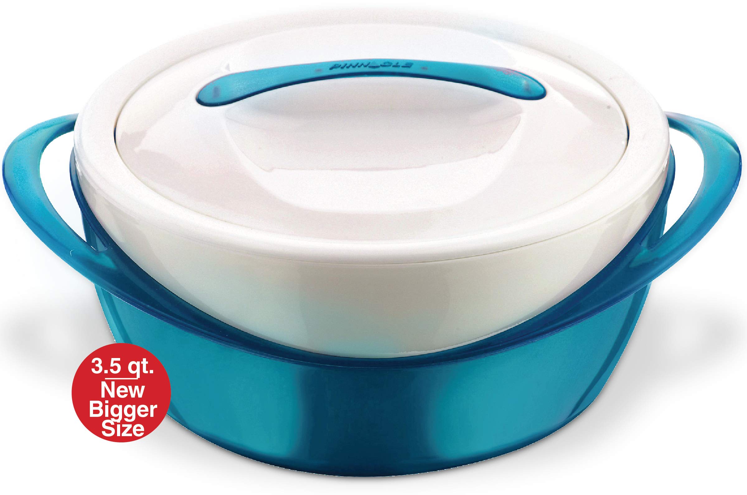 PinnacleLarge Insulated Casserole Dish with Lid 3.6 qt. Elegant Hot Pot Food Warmer/Cooler -Thermal Soup/Salad Serving Bowl Stainless Steel Hot Food Container–Best Gift Set for Moms, Holidays - Teal