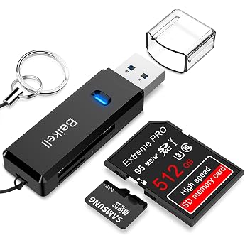 USB 3.0 card reader Beikell Highspeed SD/Micro SD card reader - Supports SD / Micro SD / TF / SDHC / SDXC / MMC - compatible with Windows / Mac / OS etc.