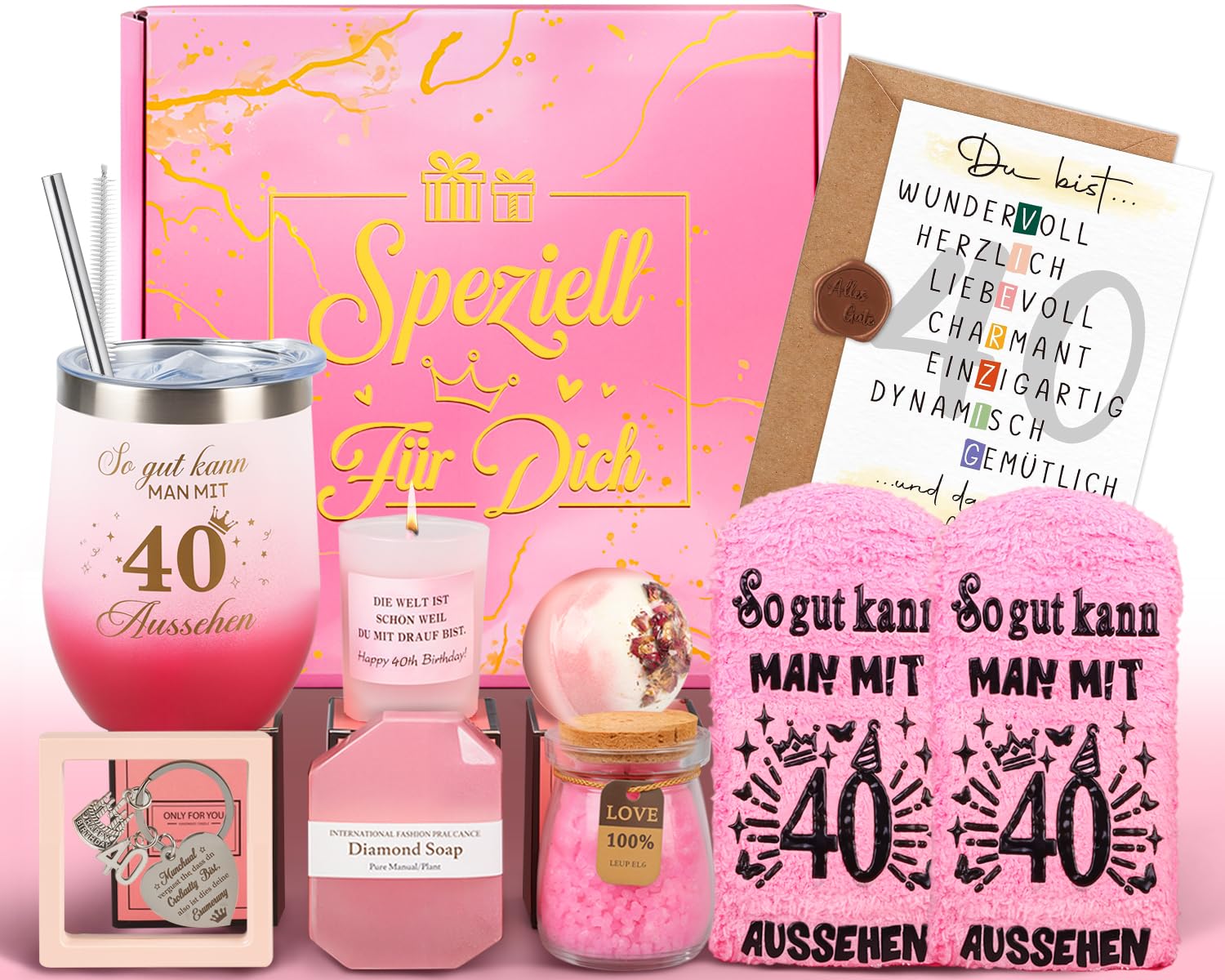 Giftota 40 Geburtstag Frauen, Geschenke für Frauen Geburtstagsgeschenk für Frau Personalisierte Geschenke 40 Geburtstag Geschenkset Rituals Frau für Freundin, Schwester, Ehefrau, Mama, Kollege