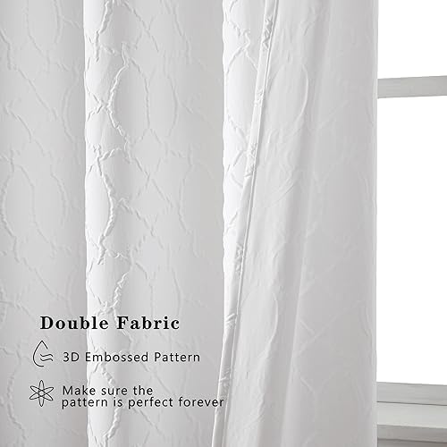 Miniatura 5 de Grace - Cortinas blancas filtrantes de luz para sala de estar, juego de 2 paneles de 84 pulgadas de largo, cortinas y paneles de tela suave