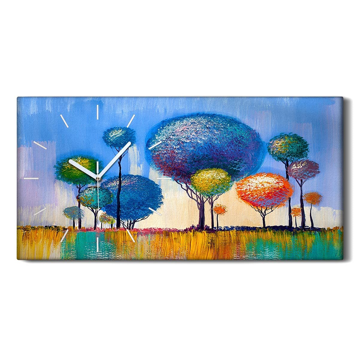 Horloge sur Toile art mural salon 60x30cm décoration moderne multicolore
