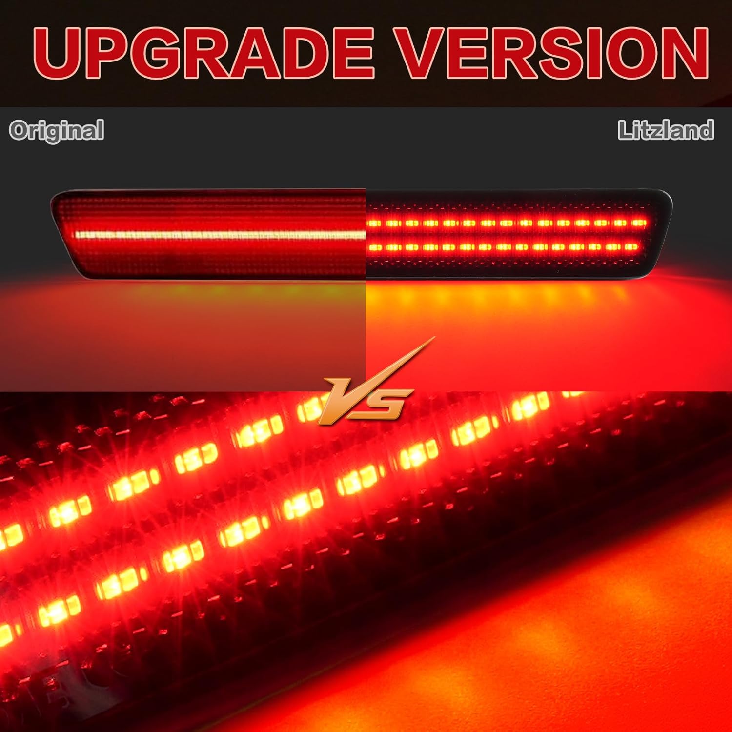 litzland LED Rear Side Marker Lights Compatible With Ford Mustang 1999 2000 2001 2002 2003 2004 Mustang Rear Bumper Lamp Smoked Lens