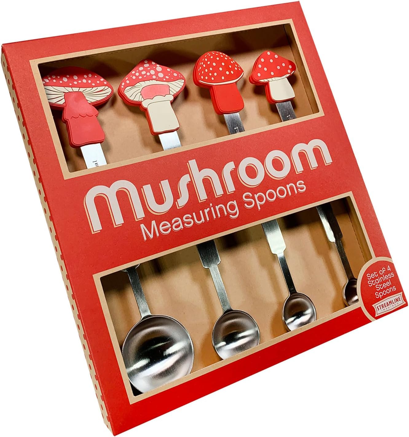 Streamline Imagined Mushroom Measuring Spoons, Stainless Steel, Set of 4