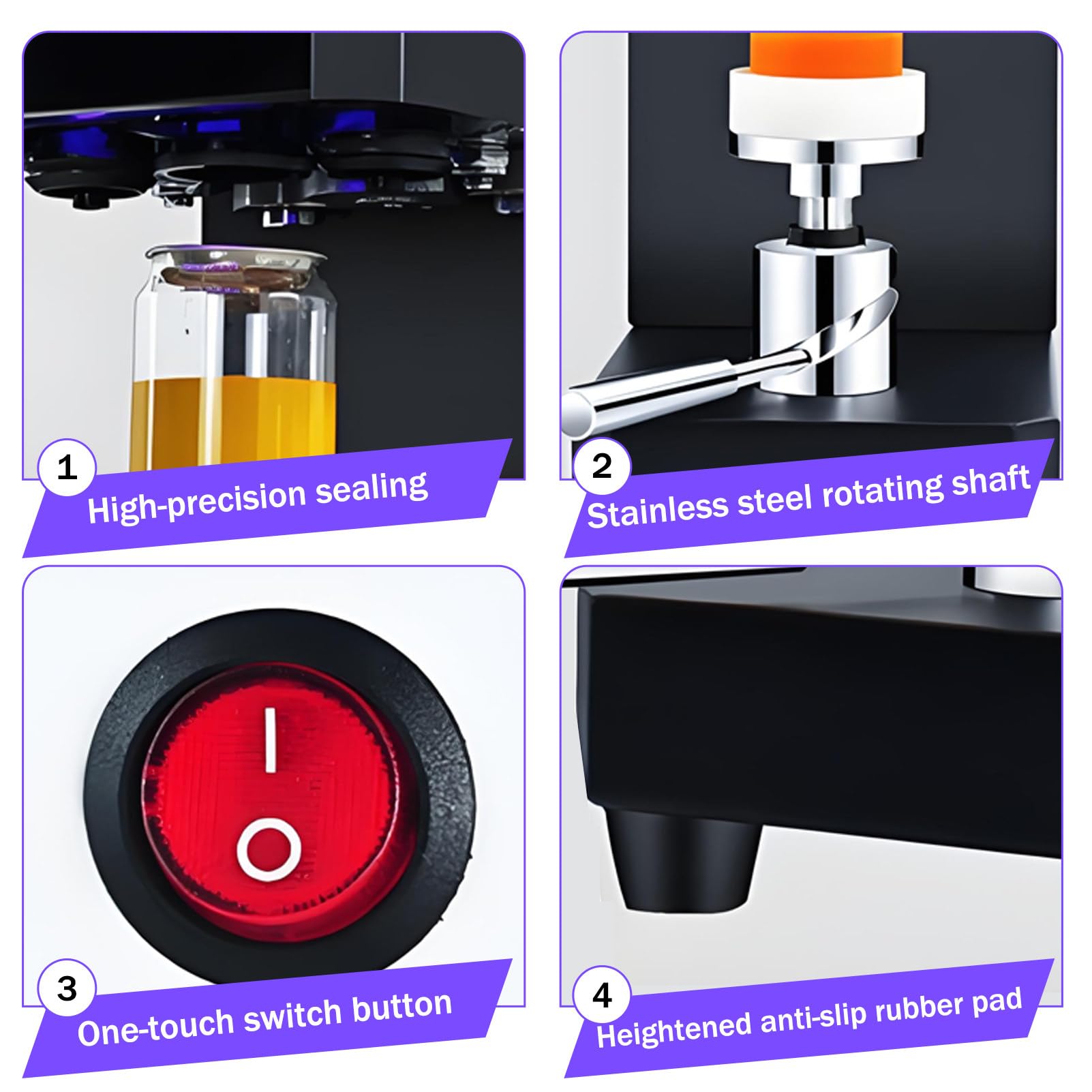 Machine à sceller Les Boissons, scelleuse Semi-Automatique de 55 mm avec Compteur, Temps de scellage de 4 à 6 Secondes pour Le thé Boba et Les boîtes de café glacé en Plastique Black-220V