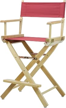 Casual Home 24" Directors Chair Natural Frame with Burgundy Canvas, Counter Height