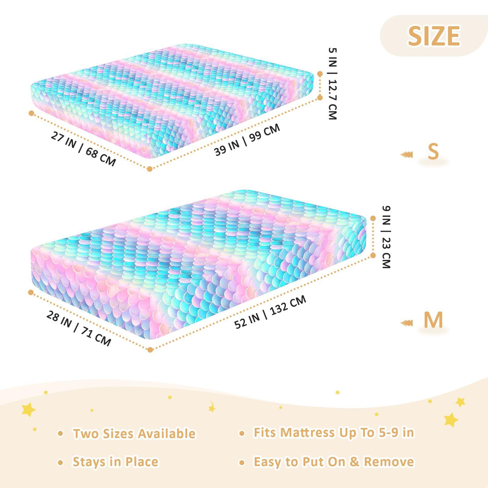 Fischschuppen-Spannbetttuch für Babybett, für Jungen und Mädchen, weich, Standard-Matratze, Spannbetttuch 71,1 x 132,1 cm