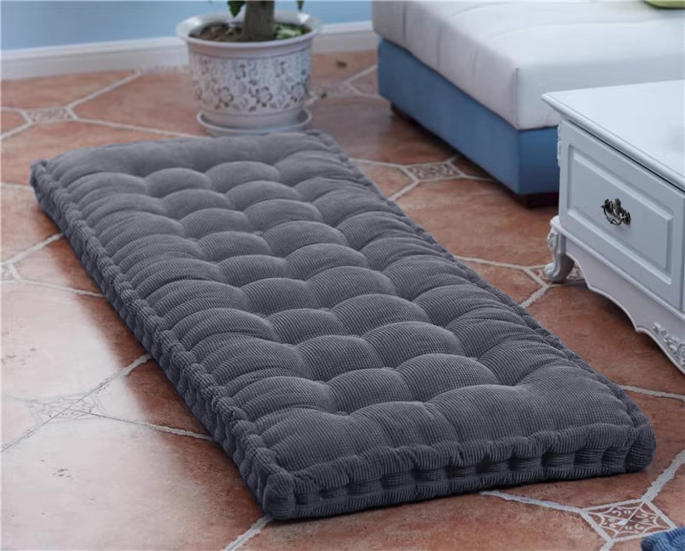 Panchina in velluto spesso, 8 cm, soffice cuscino a 2/3 posti, per divano da giardino, patio, altalena, grigio scuro, 60 x 30 cm, tavolo, pavimento, materasso, sedile