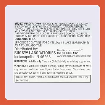 Rugby 500mg Calcium Chewable Tablets - Dietary Supplement - Orange Flavored - 60 Count (1 Pack)
