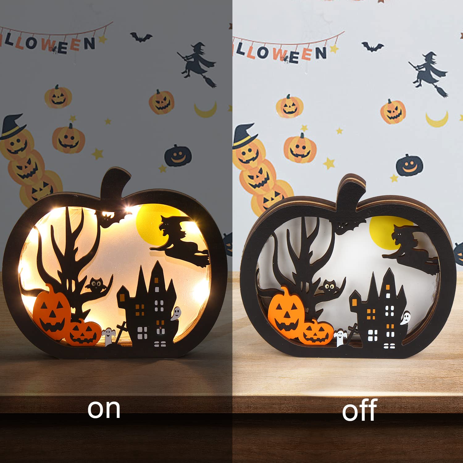 Light Up Halloween Pumpkin Table Sign - Festive Decor -4 Light Up Halloween Pumpkin Table Sign - Festive Decor -4