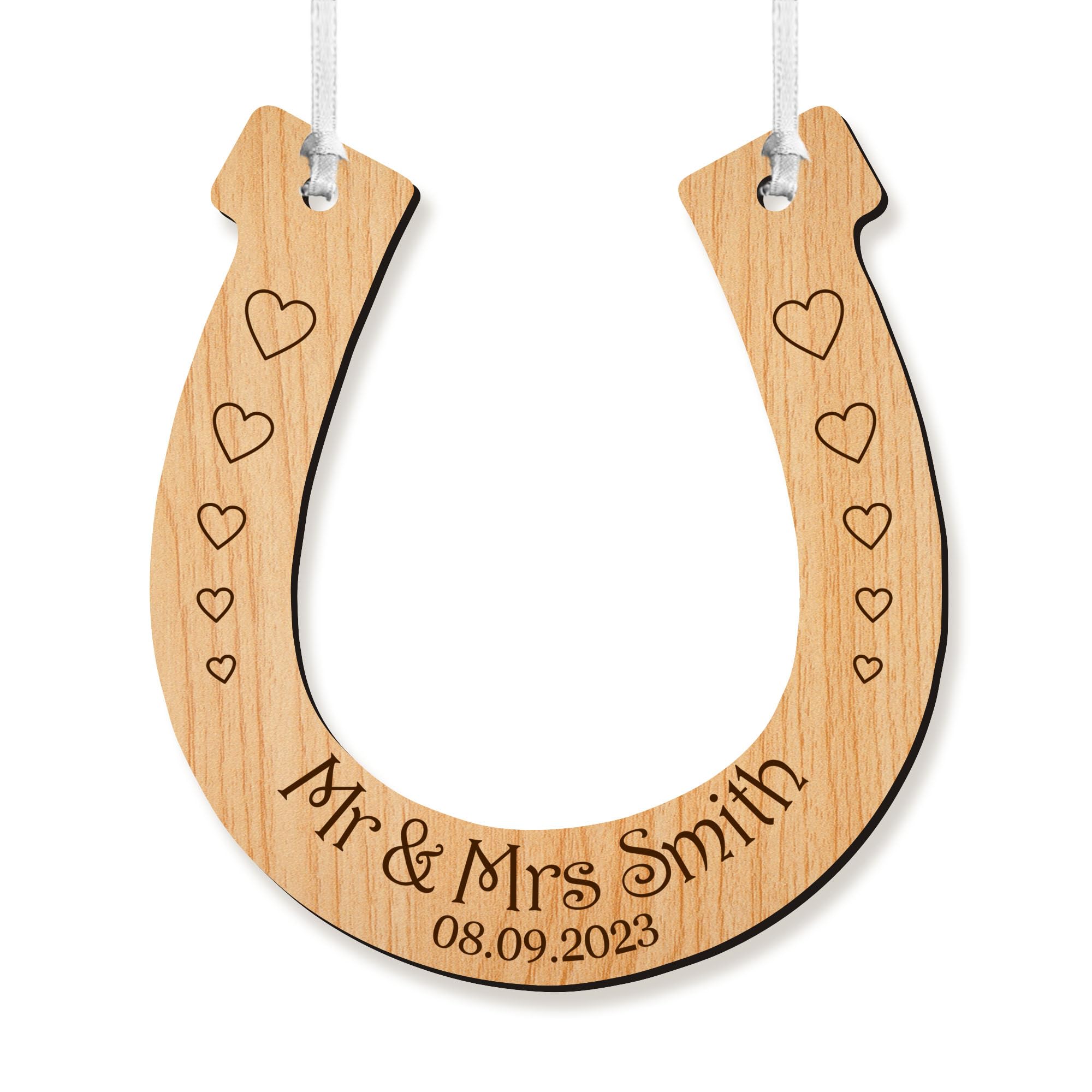 Personalised Wedding Horseshoes for the Bride Mr and Mrs Gifts Wooden Horse Shoe Wedding Bridal Good Luck Horseshoe Gift New Couple Gift Wedding Anniversary Favors(Classic Horseshoe)