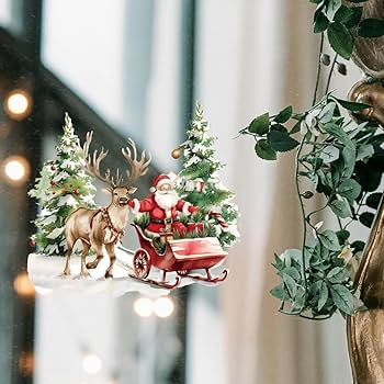 OLYCRAFT 3pcs/Set Christmas Day Rub On Transfers For Crafts And Furniture 15x30cm Cchristmas Tree Gifts Furniture Transfer Stickers Bow Elk Wall Decal For Wood Furniture Scrapbooking Home Decorations