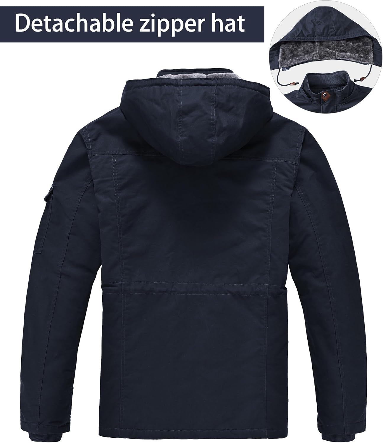 Winter Jackets for Men Fleece Lined Cotton Outdoor Winter Cargo Coats with Multi Pockets - Image 3