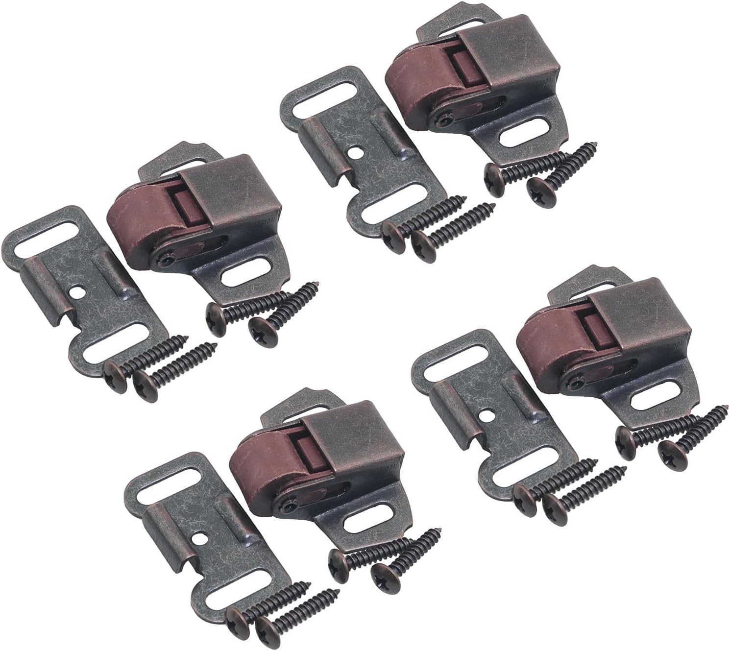 4PCS Furniture Hardware Fittings Roller Bumper Ball Door Buckle Red Antique Single Wheel Door Clip Buckle with Screws 5pcs for Cabinet Wardrobe Door Roller Door Latch