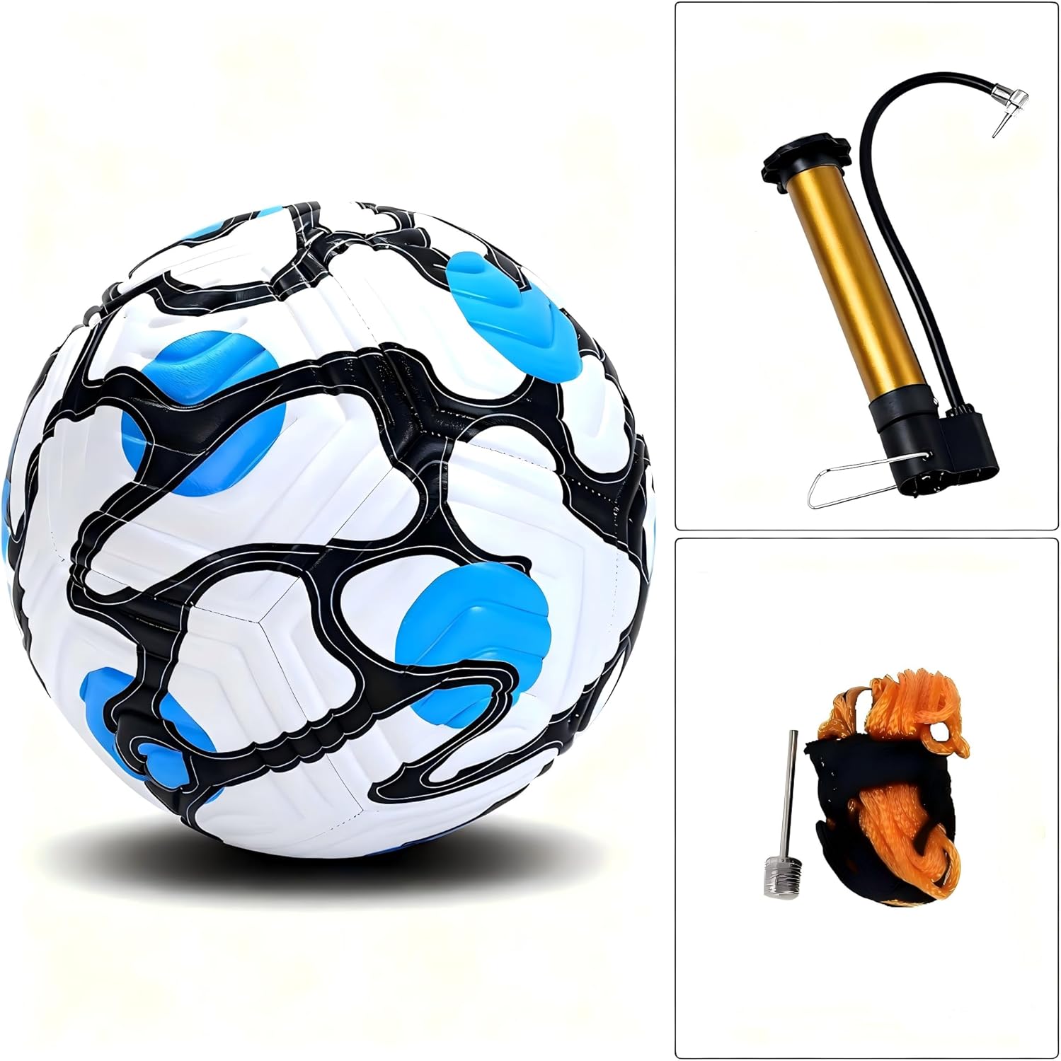 Wear-Resistant PU Soccer Ball, Size 5 Machine-Stitched Soccer Ball, Teens & Adults,Training & Match Use Ball,Festival Gift Ball(1 Ball, 1 mesh Bag, 1 air Pump, 1 inflat Needle) - Image 2