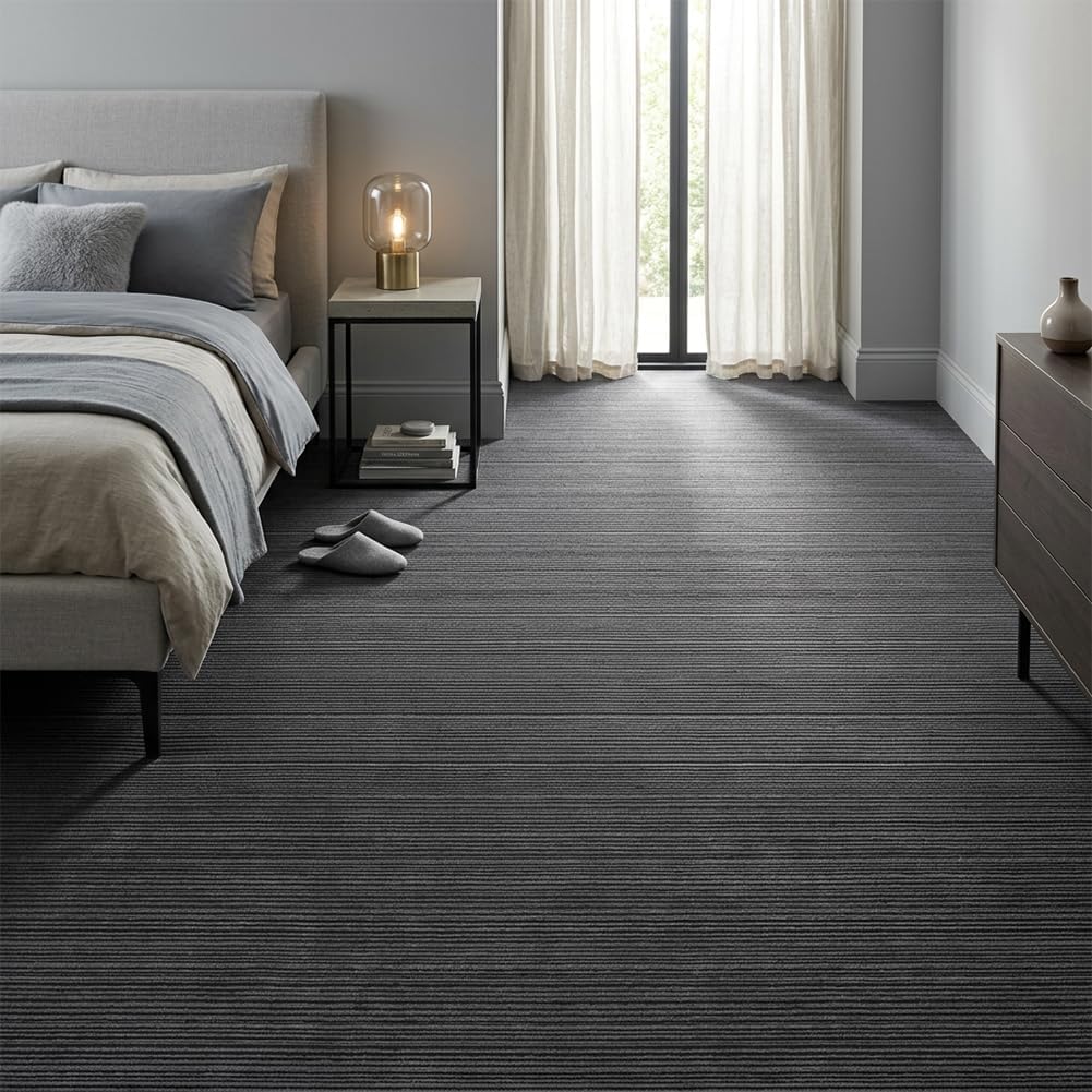 Smart Squares Carpet Tiles, Soft Padded, Seamless Appearance, Peel and Stick for Easy DIY Installation (Dark Gray, 18 Tiles - 72 Sq Ft)