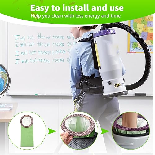 Miniatura 5 de Paquete de 22 bolsas de aspiradora 100331 compatibles con aspiradora ProTeam de 10 cuartos de galón, (cuello circular abierto) de repuesto para