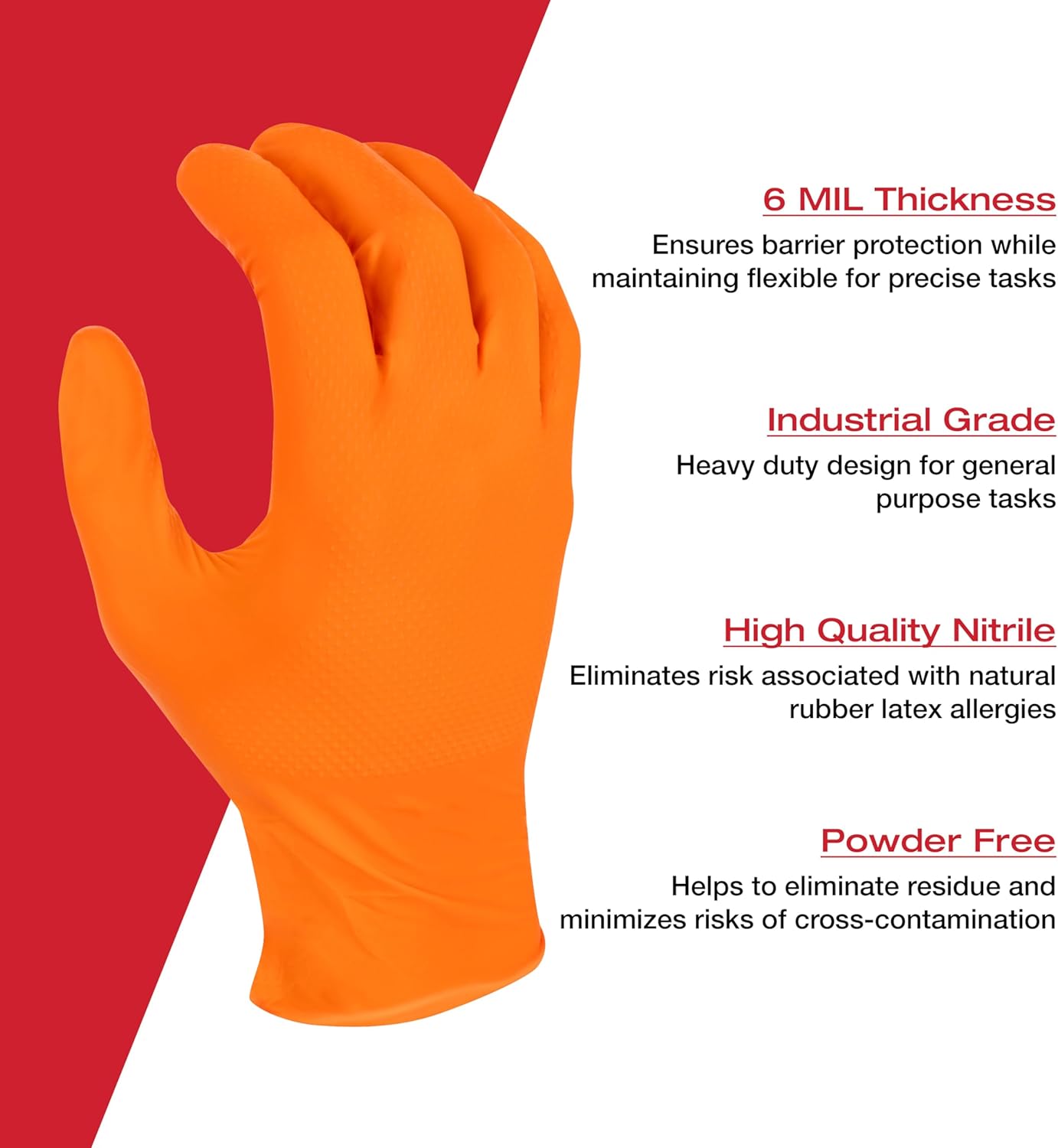 Radians Unisex Rwg9606 6 Mil Nitrile Disposable Industrial Grade Glove