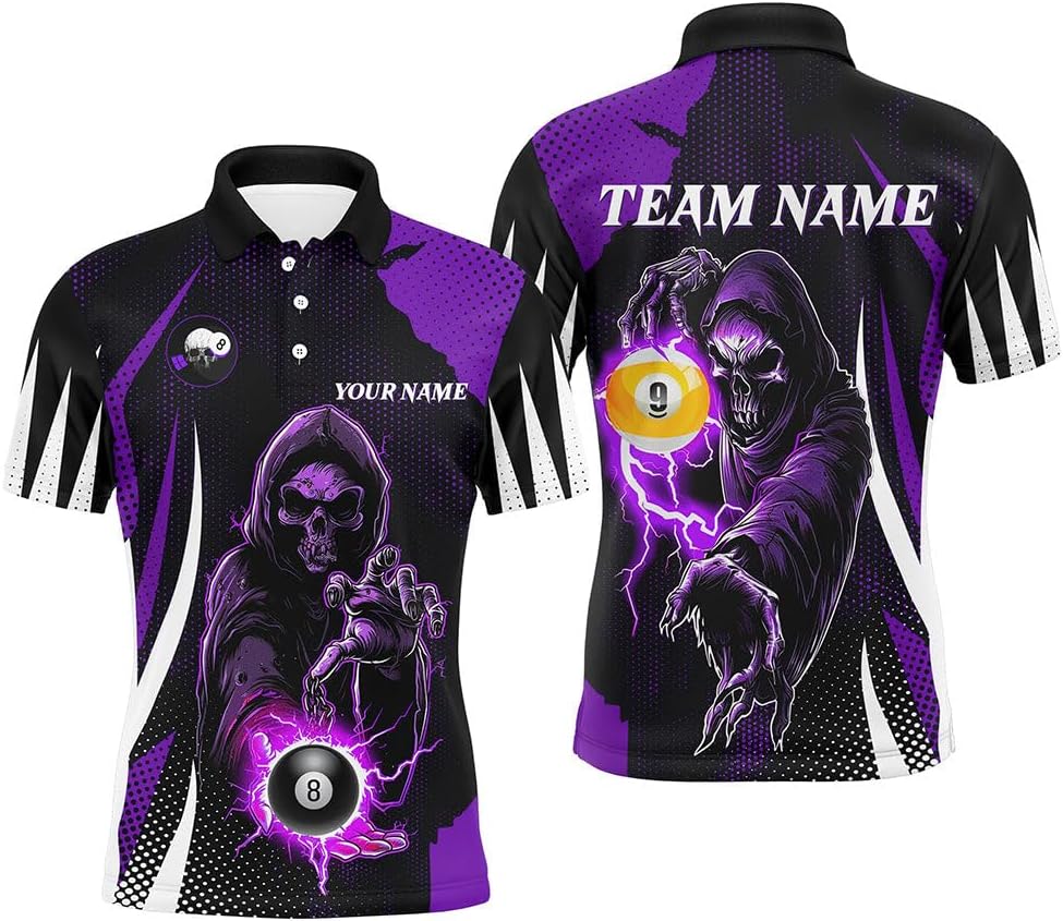 Custom Billiard Shirts, Men's Billiard Polo Shirts, Personalized Billiards Jerseys for Men, Billiard Team Uniform