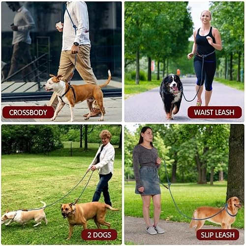 Miniatura 9 de Tails & Tales Correa de perro manos libres para caminar, correr, entrenar, correa ajustable de hasta 9.8 pies, perros de hasta 125 libras, cuerpo