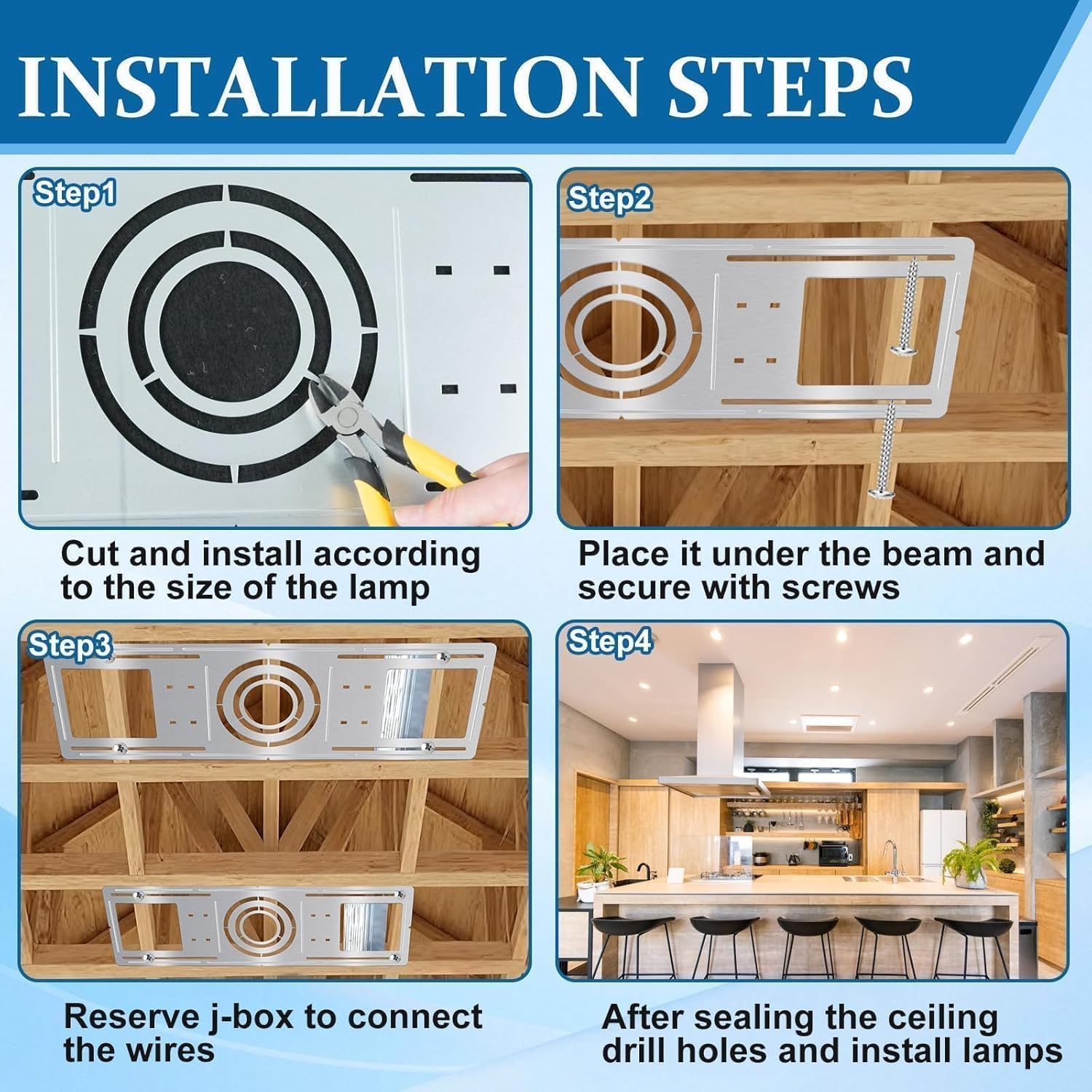 48 PCS New Construction Mounting Plates, fit 3/4/6in LED Light, Galvanized Recessed LED Light Plate, Multipurpose LED Lighting Housing Kit, Galvanized Metal Sheet, Silver