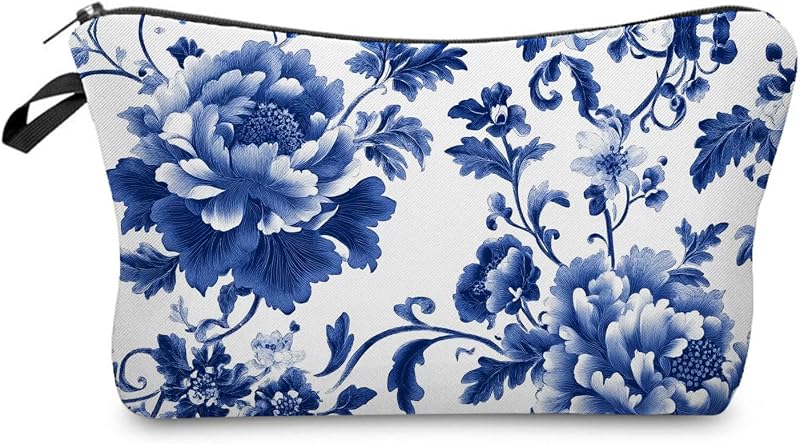 Necessaire de maquiagem Livel lhood com estampa Chinoiserie Blue White Porcelain