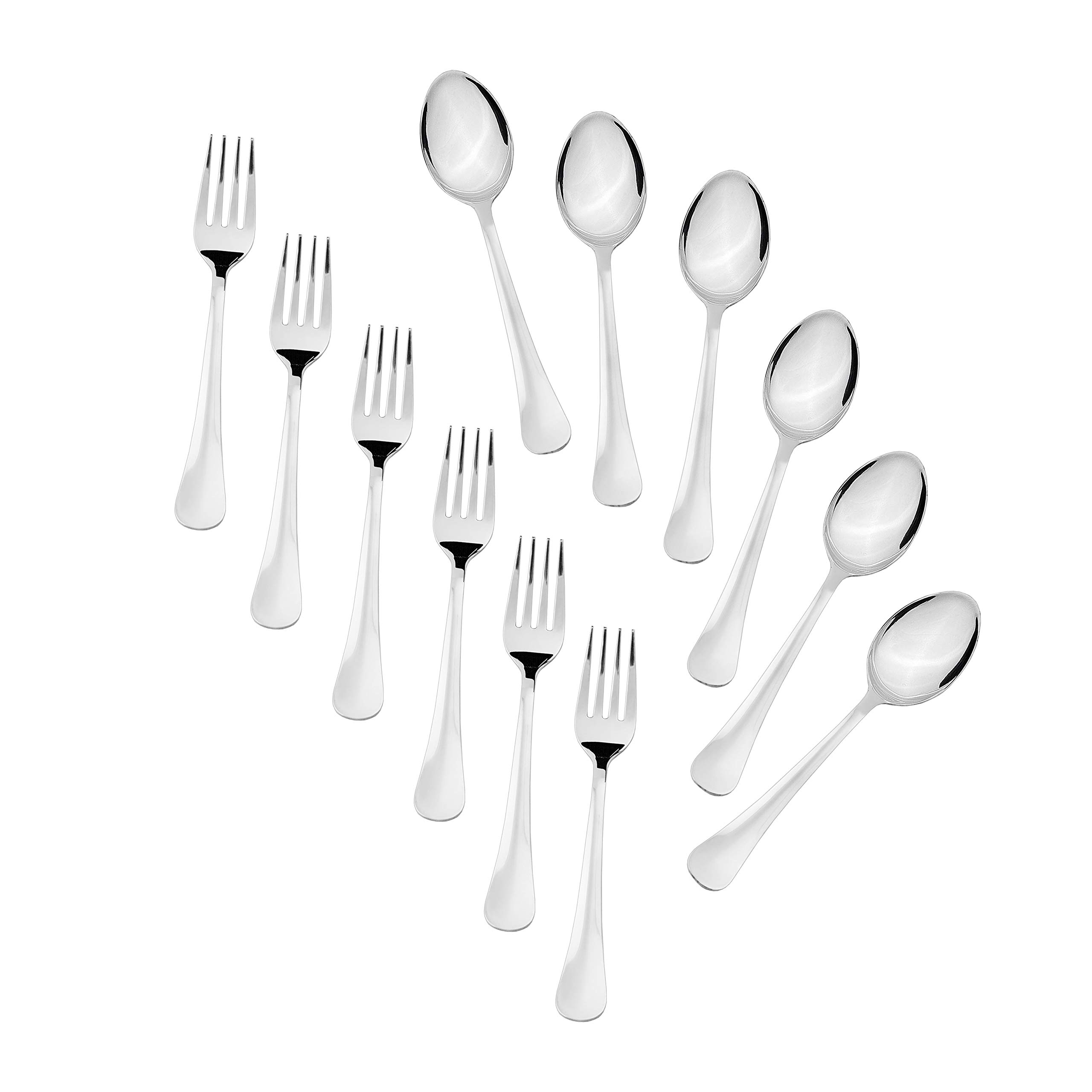 Sumeet Stainless Steel Spoon and Fork Set of 12 Pc (Baby/Medium Spoon 6 Pc (16cm L), Baby/Medium Fork 6 Pc (15.5cm L))β (1.6mm Thick) 3