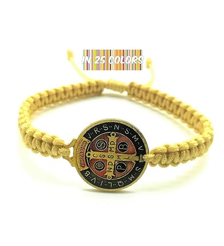 Saint Benedict Bracelet For Men | San Benito Medal | Mens Religious Gifts | Adjustable Cord