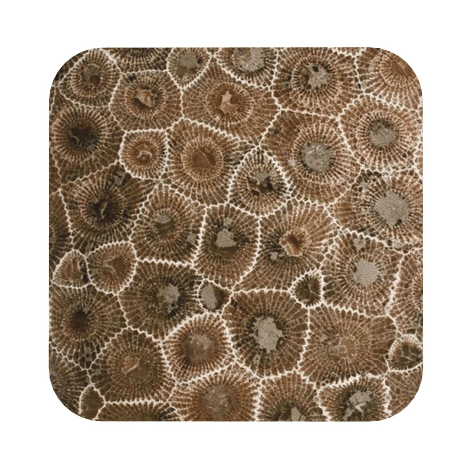 Petoskey Stone PU Leather Coasters Set of 6 Square Drink Coasters