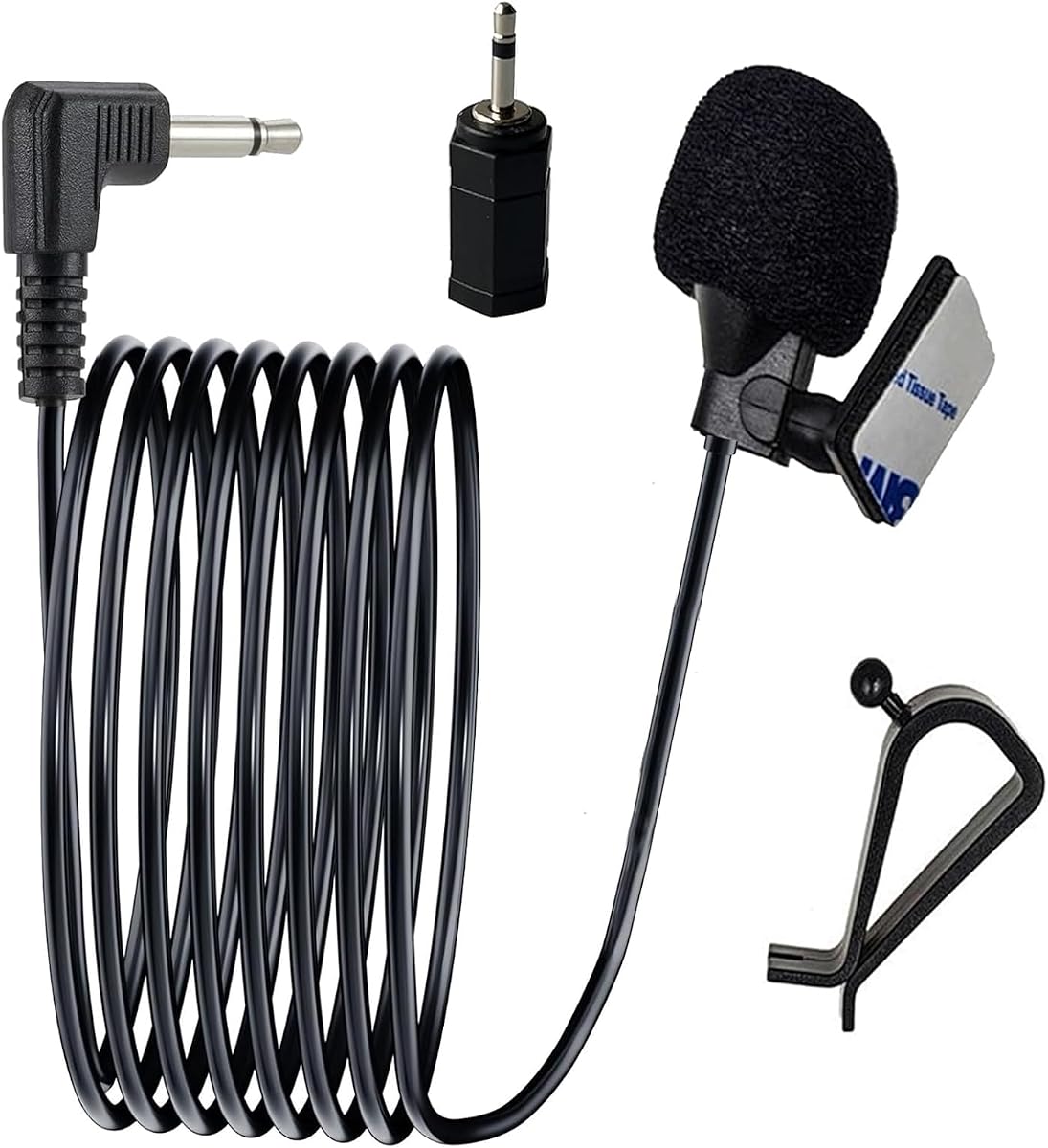Car Microphone 3.5mm for Vehicle Stereo Audio Radio GPS DVD Enabled Head Unit,Replacement Mic for Sony Pioneer Kenwood Boss JVC Jensen Alpine,3M Cable with 3.5mm to 2.5mm Adapter