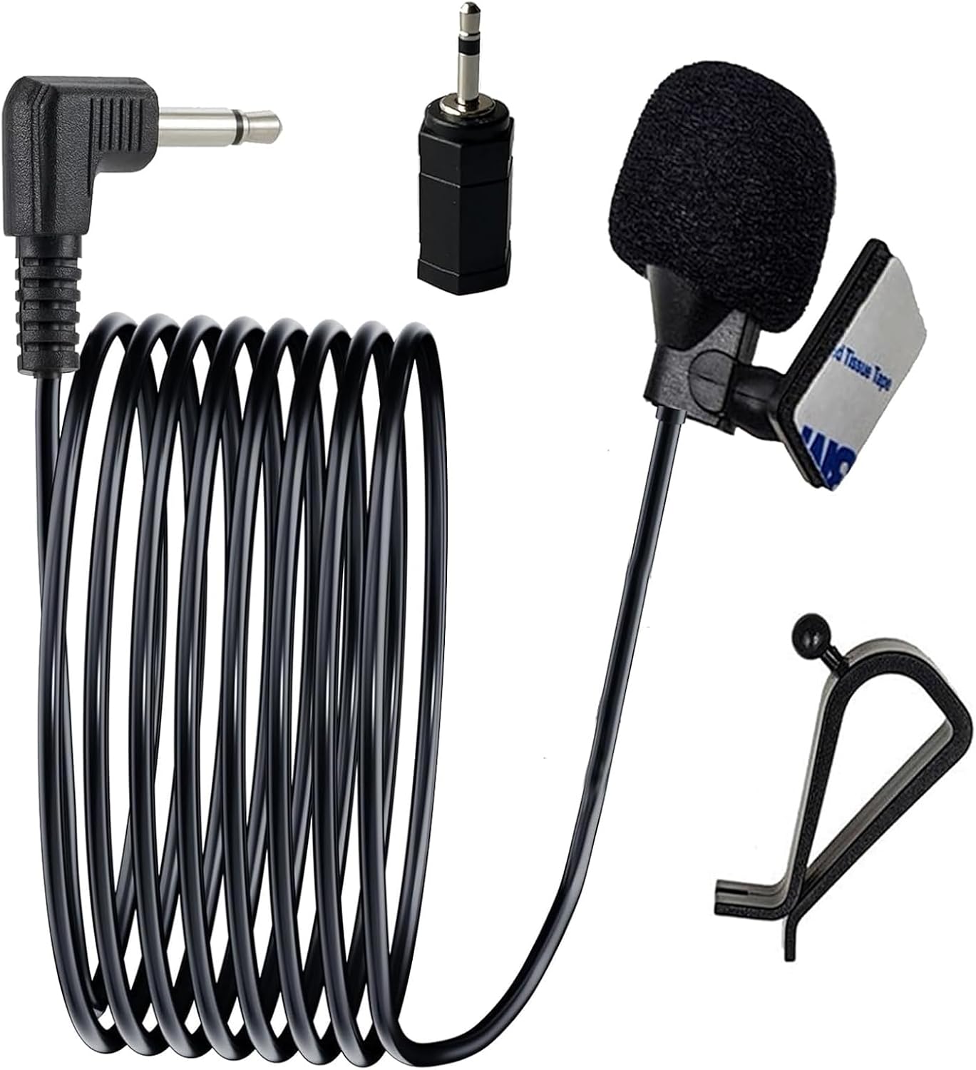 Car Microphone 3.5mm for Vehicle Stereo Audio Radio GPS DVD Enabled Head Unit,Replacement Mic for Sony Pioneer Kenwood Boss JVC Jensen Alpine,3M Cable with 3.5mm to 2.5mm Adapter