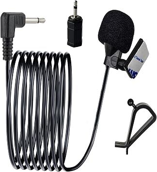 Car Microphone 3.5mm for Vehicle Stereo Audio Radio GPS DVD Enabled Head Unit,Replacement Mic for Sony Pioneer Kenwood Boss JVC Jensen Alpine,3M Cable with 3.5mm to 2.5mm Adapter