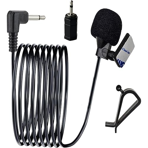 3.5mm Microphone for Car Vehicle Head Unit GPS DVD Enabled Stereo Audio Radio Assembly Plug and Play Mic with 3m Cable,with 3.5mm Female to 2.5mm Male Plug Adapter