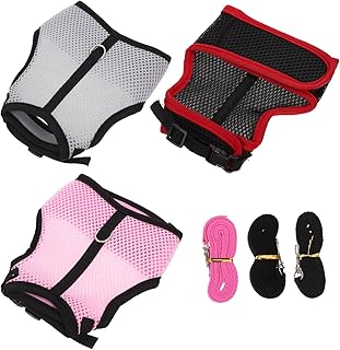 Amosfun 3 Conjuntos De Roupas De Coelho Furão Ratos Correndo Trela Refletor Colete Cão Andando Trela Cinto Ajustável Pequeno Arnês Para Cães Ao Ar Livre Colete De Coelho Arnês Verão