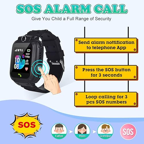 Miniatura 6 de Reloj inteligente para niños, resistente al agua IP67, pantalla táctil HD LBS de posicionamiento, con cámara de llamada de dos vías SOS, ranura para