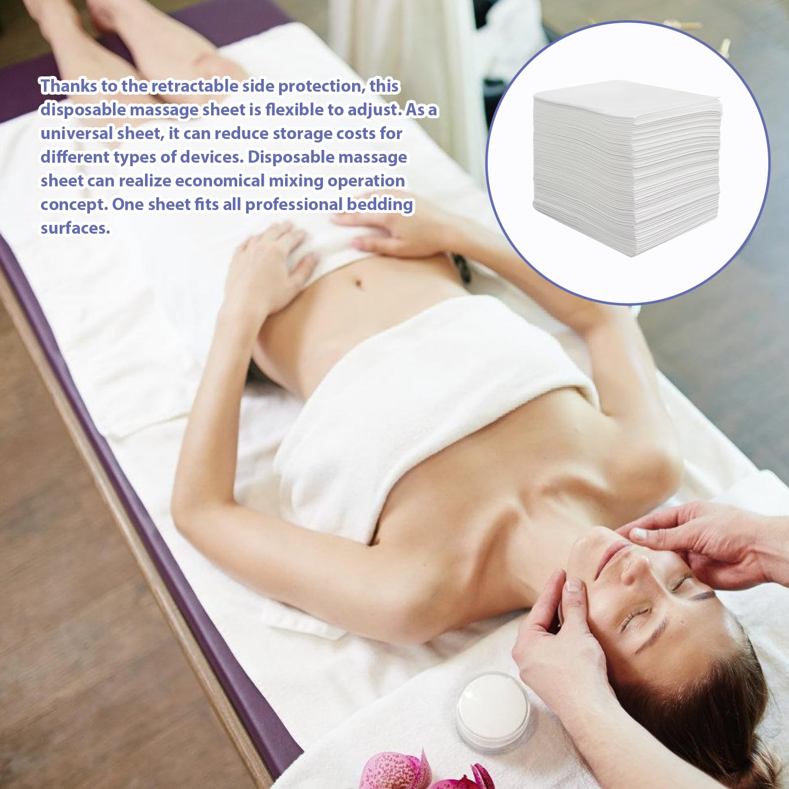 Set di 100 lenzuola usa e getta, 80 x 180 cm, per massaggi, salone di bellezza, spa, massaggi, hotel