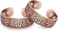 Auramag Pure Copper Magnetic Thumb Rings for Women - 3500 Gauss Lymph Drainage, Adjustable Plum Blossom Design, 2 PCS with Box