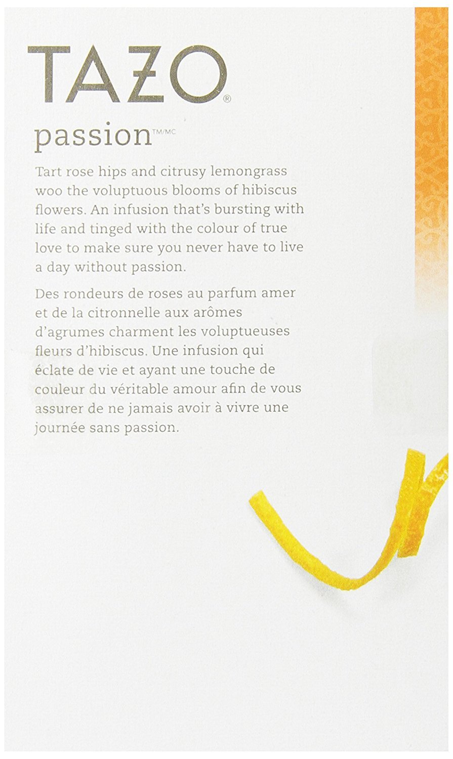 TAZO Passion Enveloped Hot Tea Bags Herbal, Caffeine Free, Non GMO, 24 count, Pack of 6