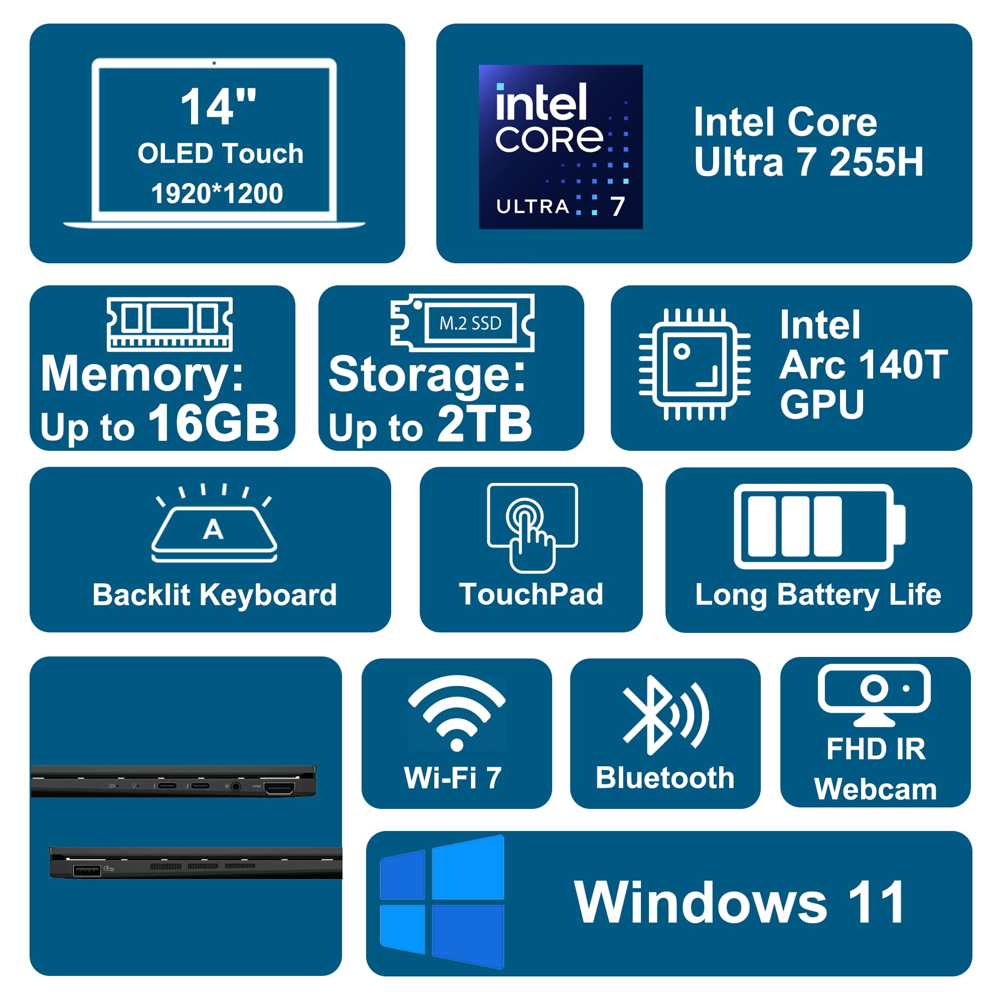 ASUS Zenbook 14 Creator Laptop 14" WUXGA Lumina OLED Touch (500nits HDR, 100% DCI-P3) Intel 16-core Ultra 7 255H (Up to 13 Tops) 16GB RAM 512GB SSD for Business Work Win11 ICP Hub w/Copilot AI