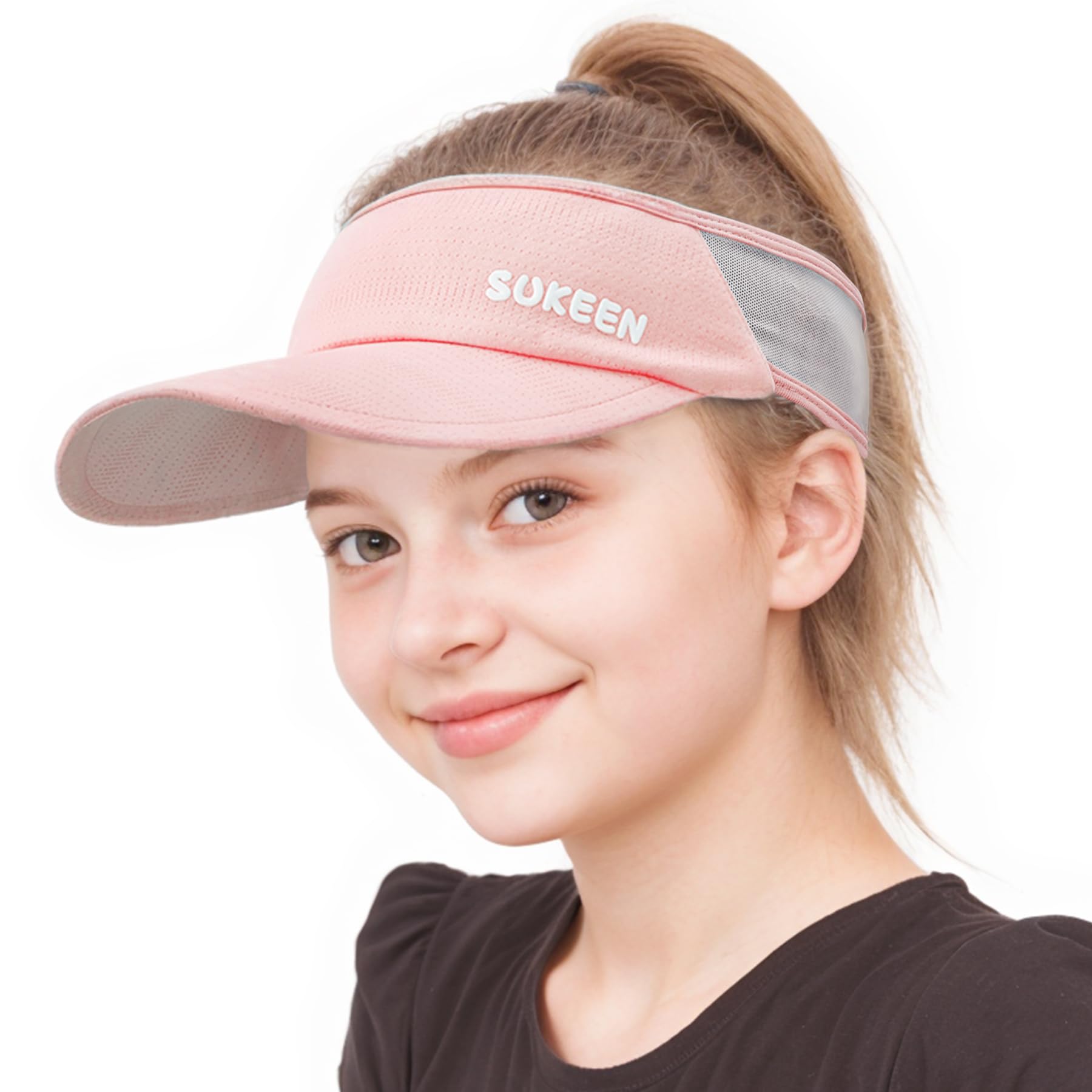 Sukeen Gorra solar de secado rápido para mujer, visera protección UV elástica con banda transpirable para niños 5-12 años