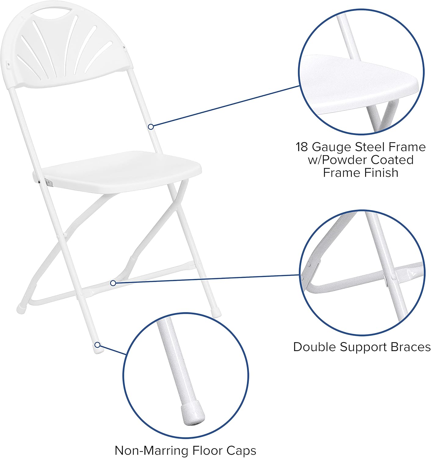 Flash Furniture HERCULES Series 650 lb. Capacity White Plastic Fan Back Folding Chair : Home & Kitchen
