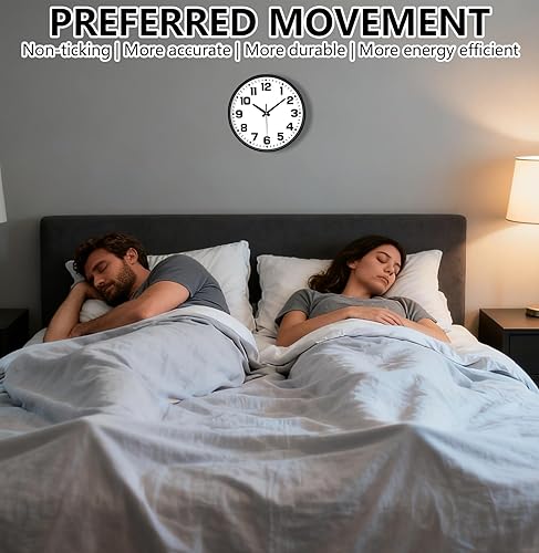 Miniatura 4 de Reloj de pared moderno y silencioso de 12 pulgadas, sin tictac, funciona con pilas, reloj analógico redondo grande y fácil de leer de vidrio