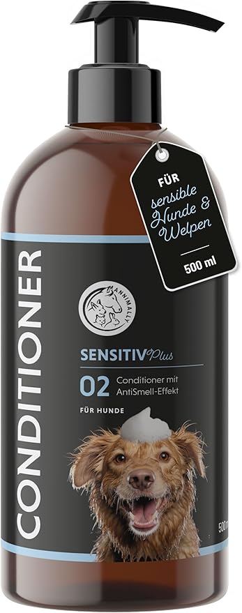 Annimally Sensitiv Plus Conditioner - Natürliche pflegende SpüLung für Sensible Hunde & Welpen, Seidiges Fell mit Sheabutter, ph-neutral, ohne Silikone, Parabene & künstliche Duftstoffe - 500 ml