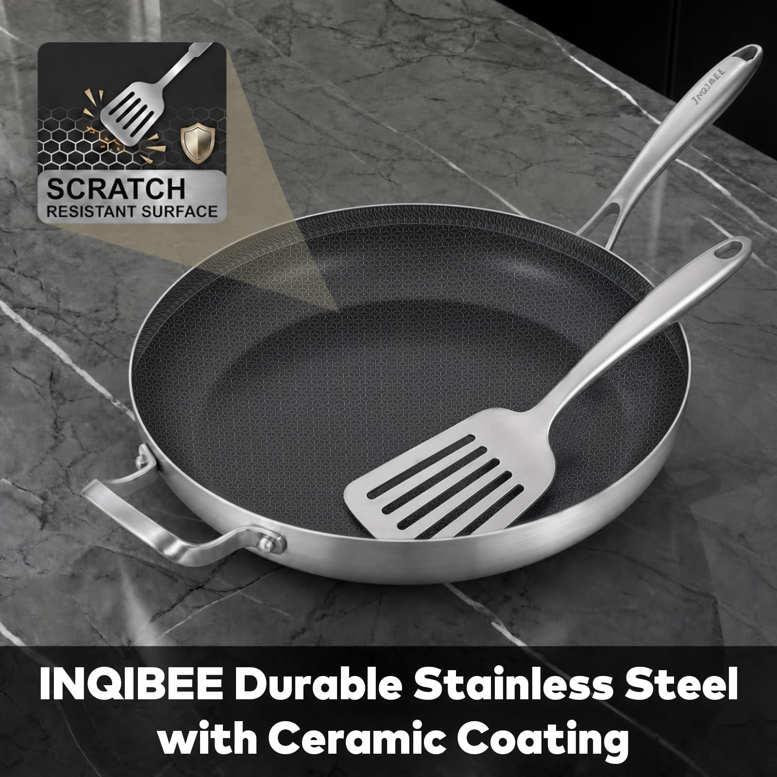 Inqibee 14.5" Ceramic Nonstick Chef's Pan -8