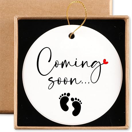 Expecting Baby Keepsake Round Plaque Pregnancy Announcement Ornament for Mom Dad