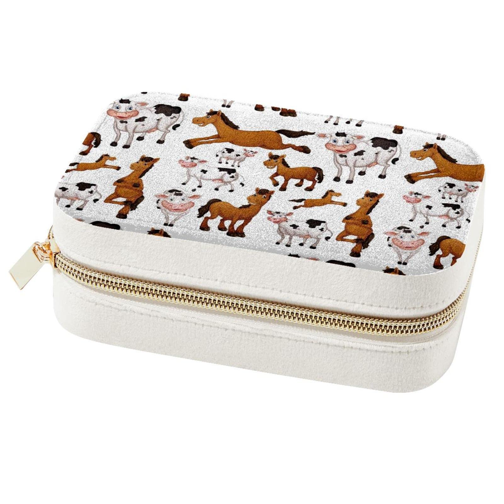 Boîte à bijoux cheval et vache : le cadeau de rangement portable idéal pour fille