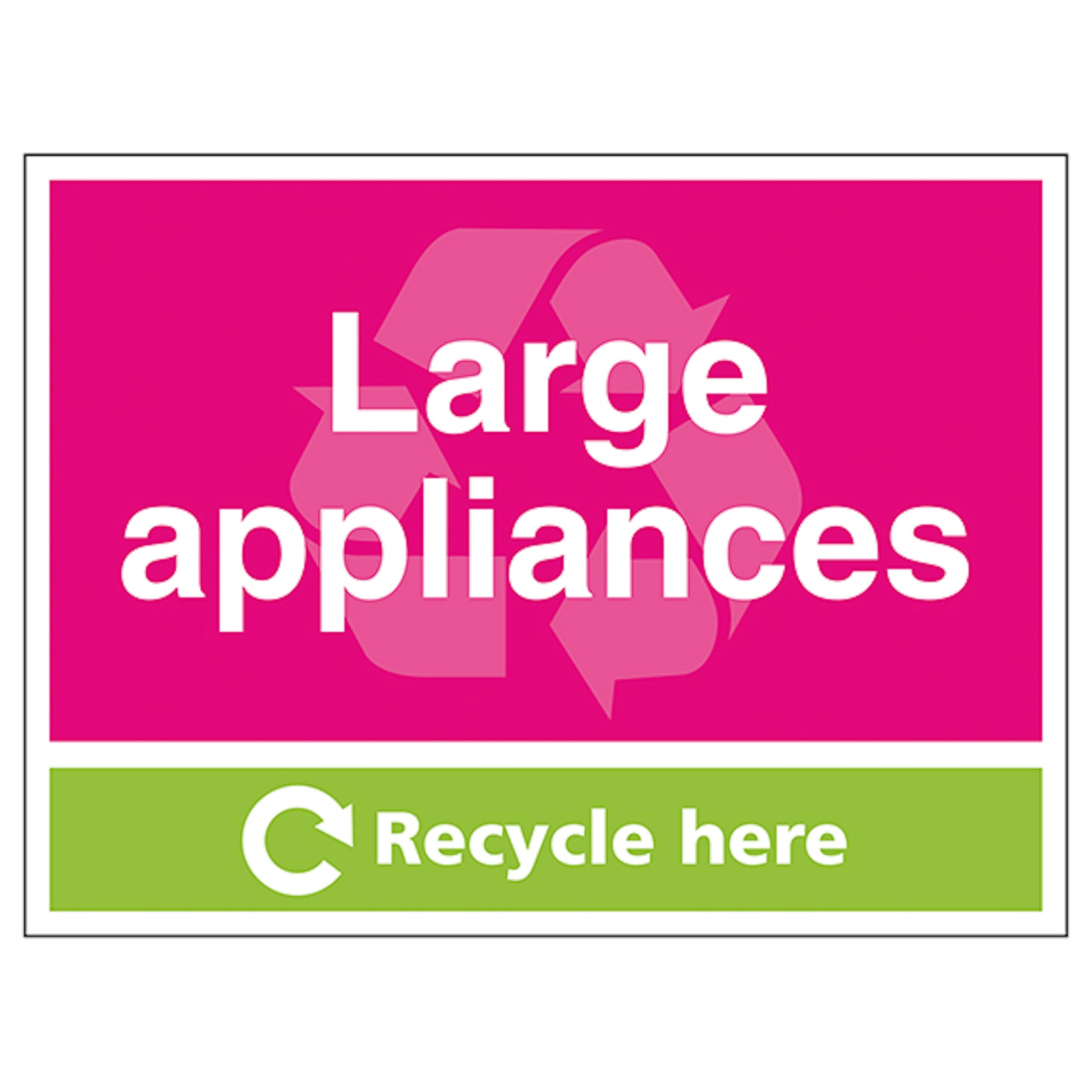 V Safety Large Applicances Recycle Here 400 x 300 mm - 3mm Aluminium Composite Safety Sign