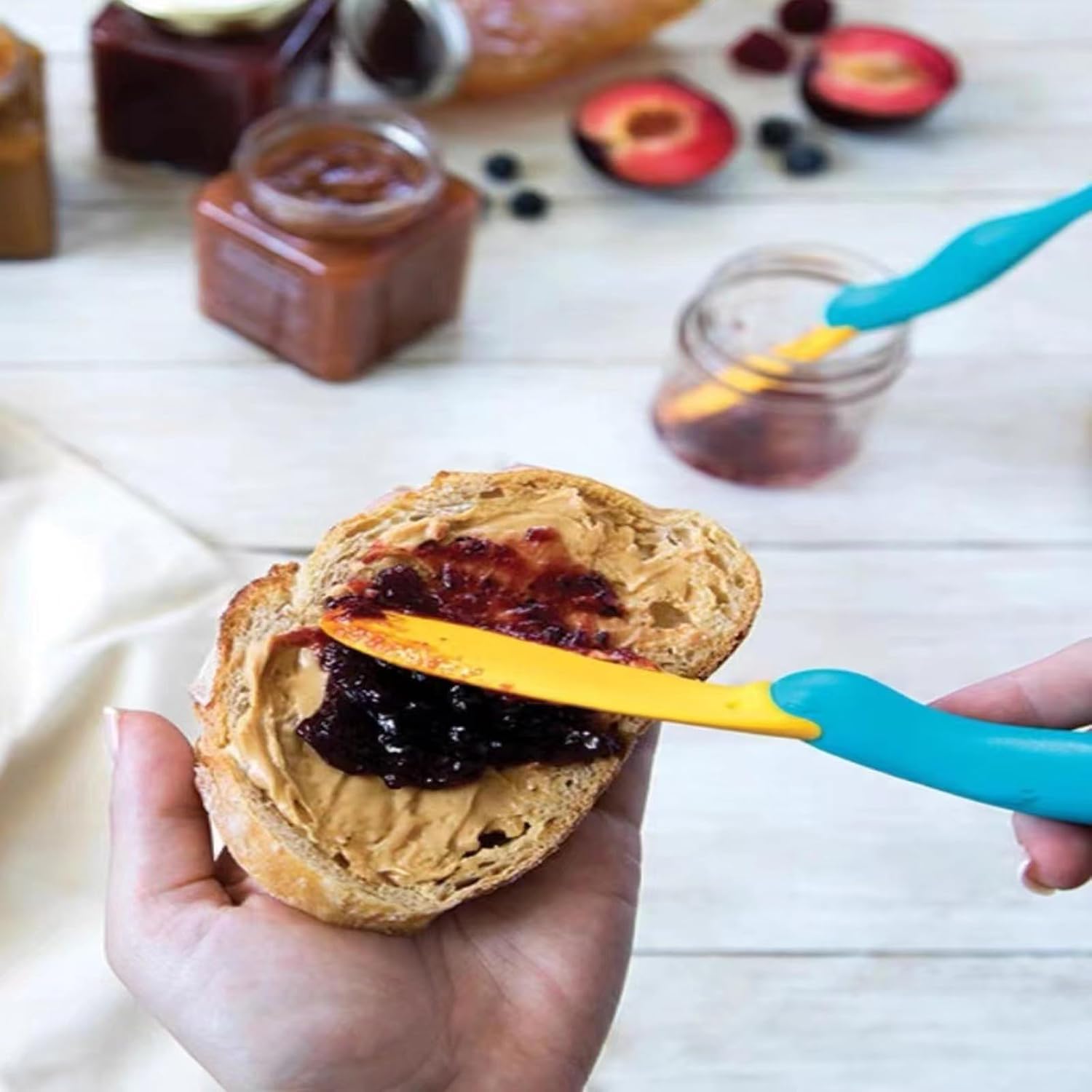 Splatypus Jar Spatula for Scooping and Scraping - Unique Fun Cooking Kitchen Gadgets for Foodies - BPA-free & 100% Food Safe - Crepe Spreader, One Sise, Blue, SP-001