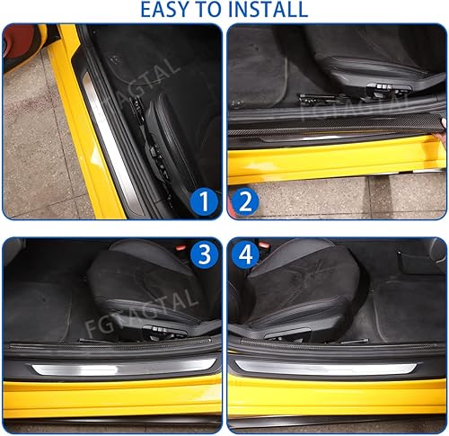 Miniatura 5 de Protector de umbral de puerta de automóvil de fibra de carbono real para Toyot@ Supr@ GR A90 A91 MK5 2019-2024, accesorios de tira de umbral de