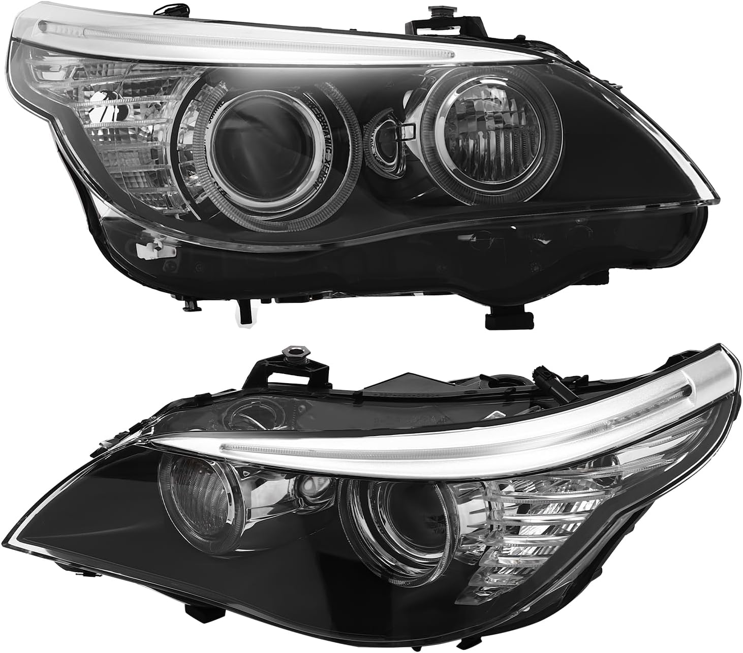 Front HID Headlights Assembly Left+Right Side for 2008-2010 BMW E61 528i 535i 550i D1S w/HID DRL Projector Driver & Passenger Head Lights Direct Replacement Headlamps Assy Set (Two Packages)